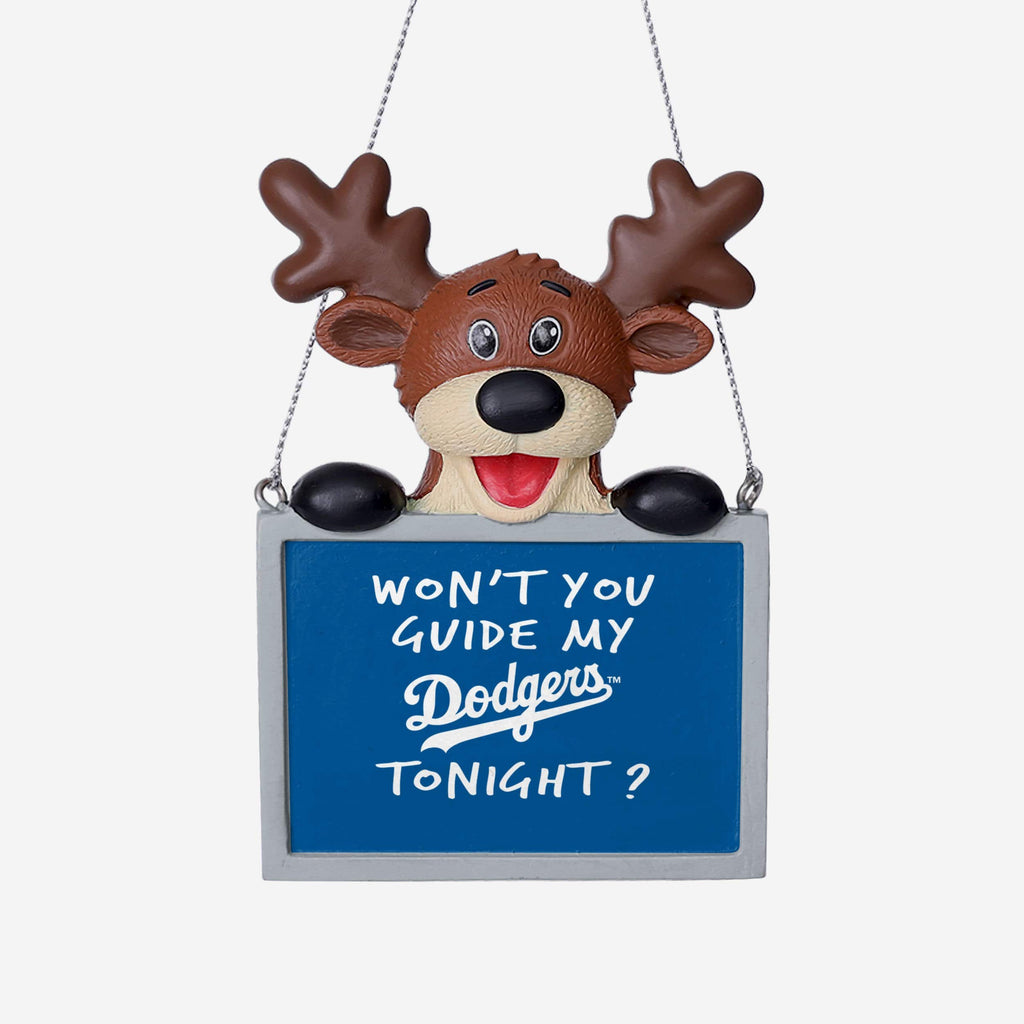 Los Angeles Dodgers Reindeer With Sign Ornament FOCO - FOCO.com