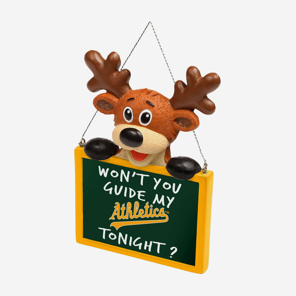 Oakland Athletics Reindeer With Sign Ornament FOCO - FOCO.com