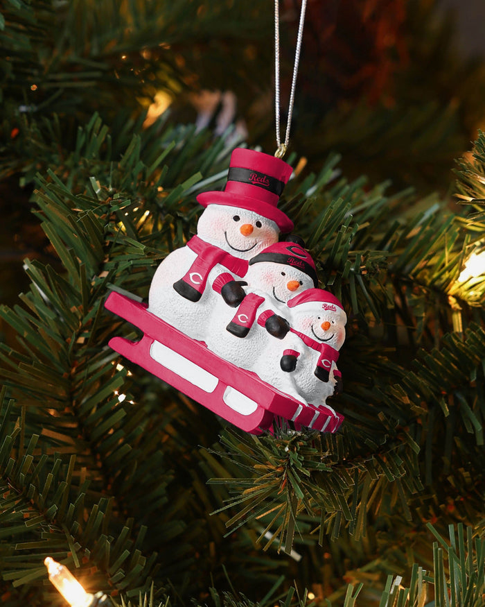 Cincinnati Reds Sledding Snowmen Ornament FOCO - FOCO.com