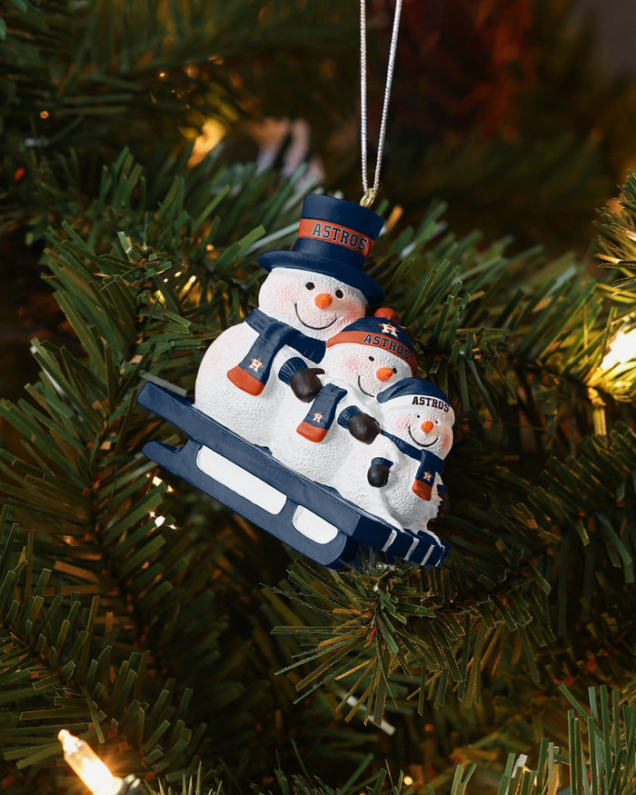 Houston Astros Sledding Snowmen Ornament FOCO - FOCO.com