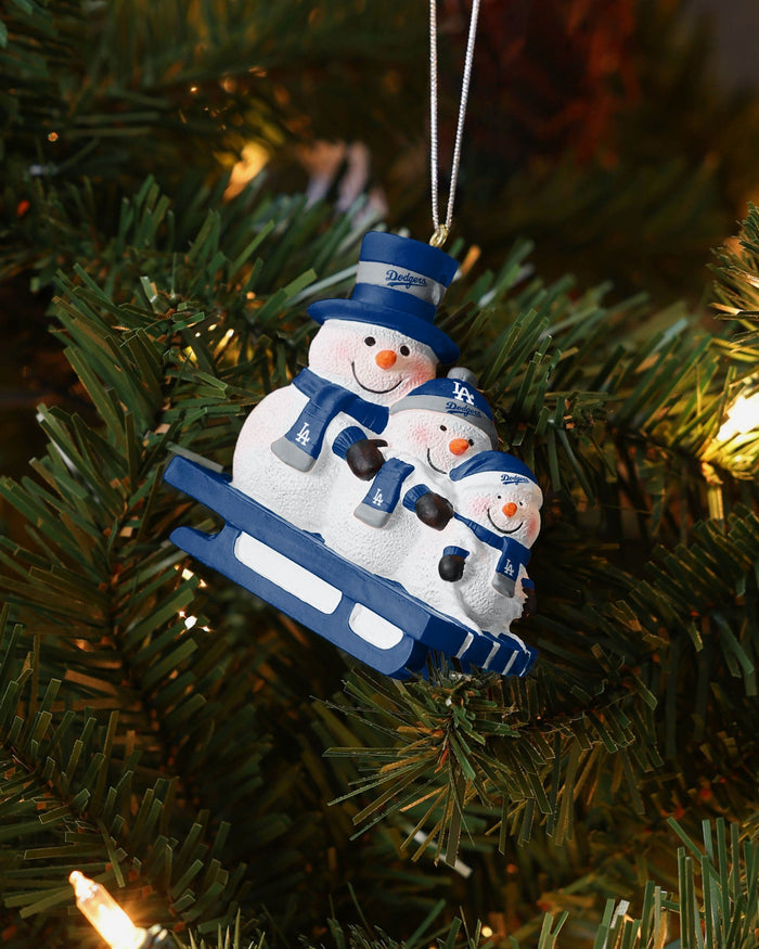 Los Angeles Dodgers Sledding Snowmen Ornament FOCO - FOCO.com