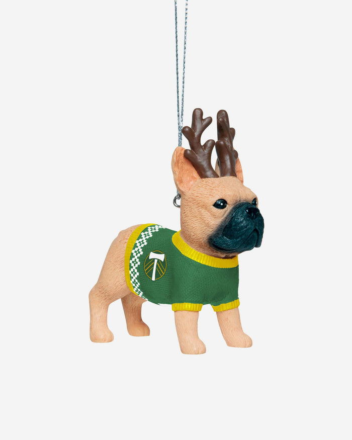 Portland Timbers French Bulldog Wearing Sweater Ornament FOCO - FOCO.com