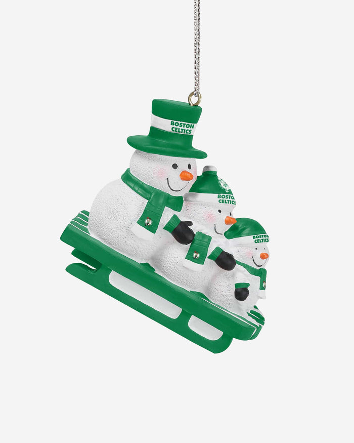 Boston Celtics Sledding Snowmen Ornament FOCO - FOCO.com