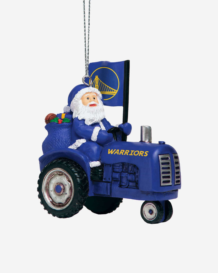 Golden State Warriors Santa Riding Tractor Ornament FOCO - FOCO.com