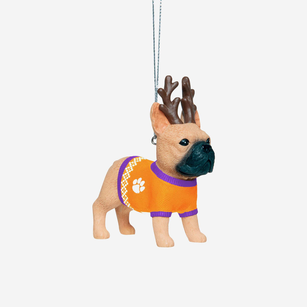Clemson Tigers French Bulldog Wearing Sweater Ornament FOCO - FOCO.com