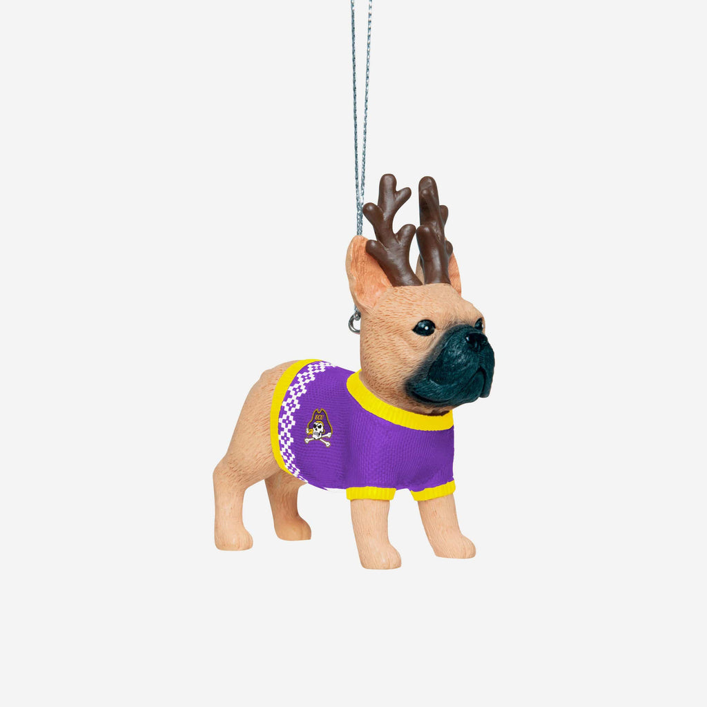 East Carolina Pirates French Bulldog Wearing Sweater Ornament FOCO - FOCO.com