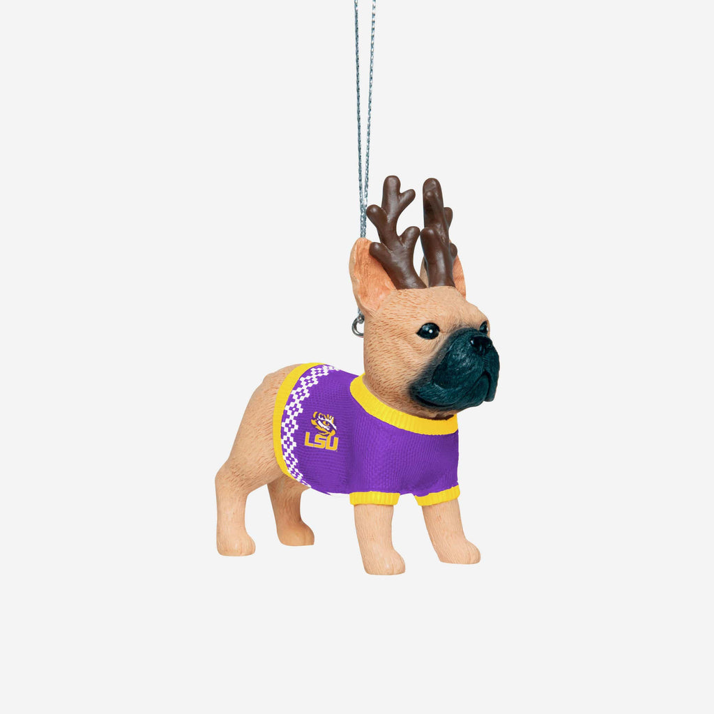 LSU Tigers French Bulldog Wearing Sweater Ornament FOCO - FOCO.com