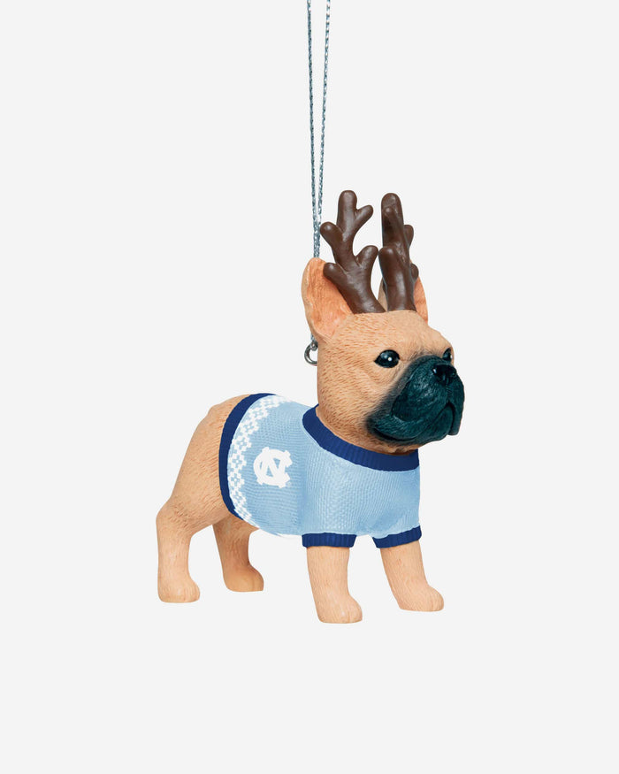 North Carolina Tar Heels French Bulldog Wearing Sweater Ornament FOCO - FOCO.com