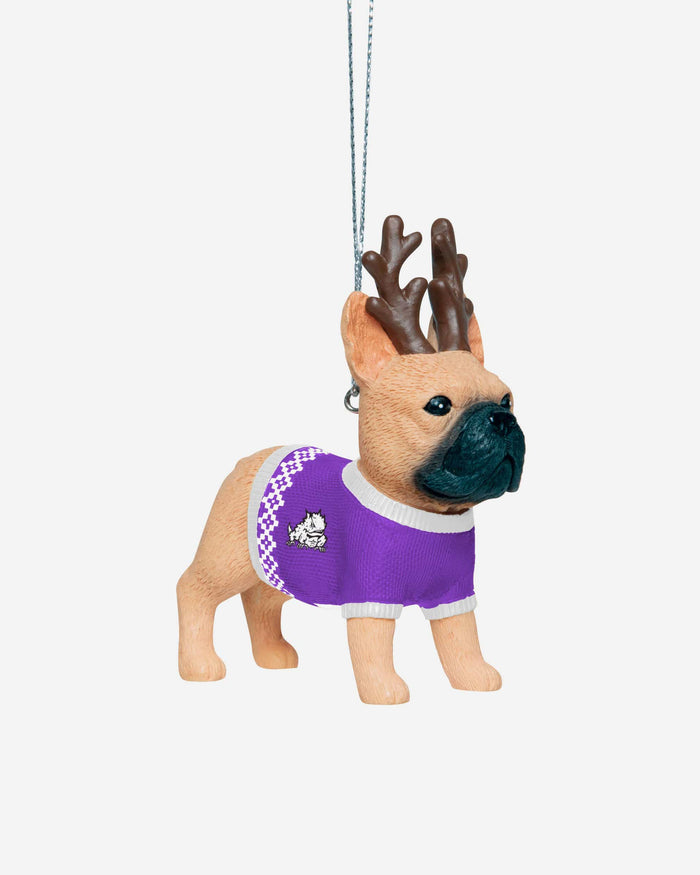TCU Horned Frogs French Bulldog Wearing Sweater Ornament FOCO - FOCO.com