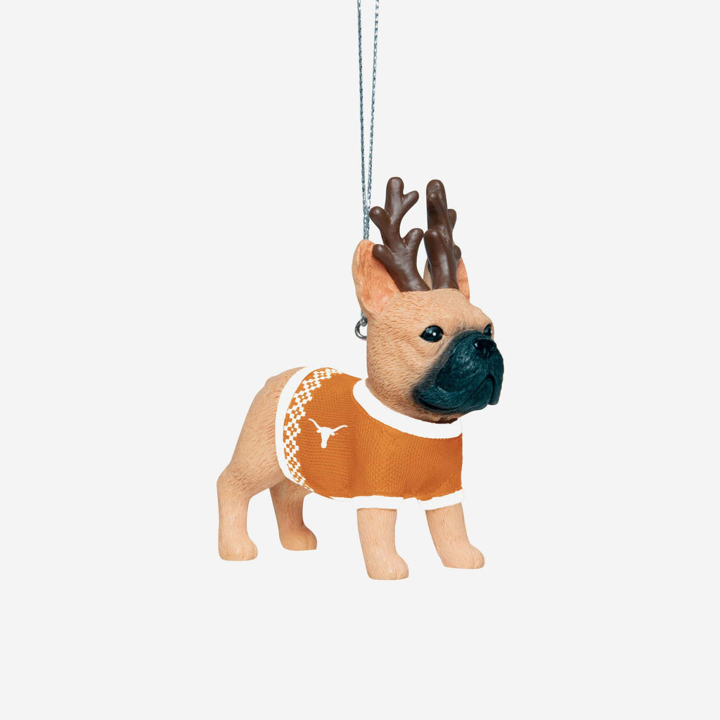 Texas Longhorns French Bulldog Wearing Sweater Ornament FOCO - FOCO.com