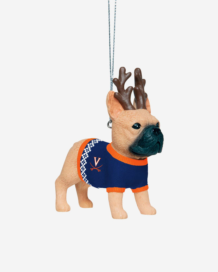 Virginia Cavaliers French Bulldog Wearing Sweater Ornament FOCO - FOCO.com