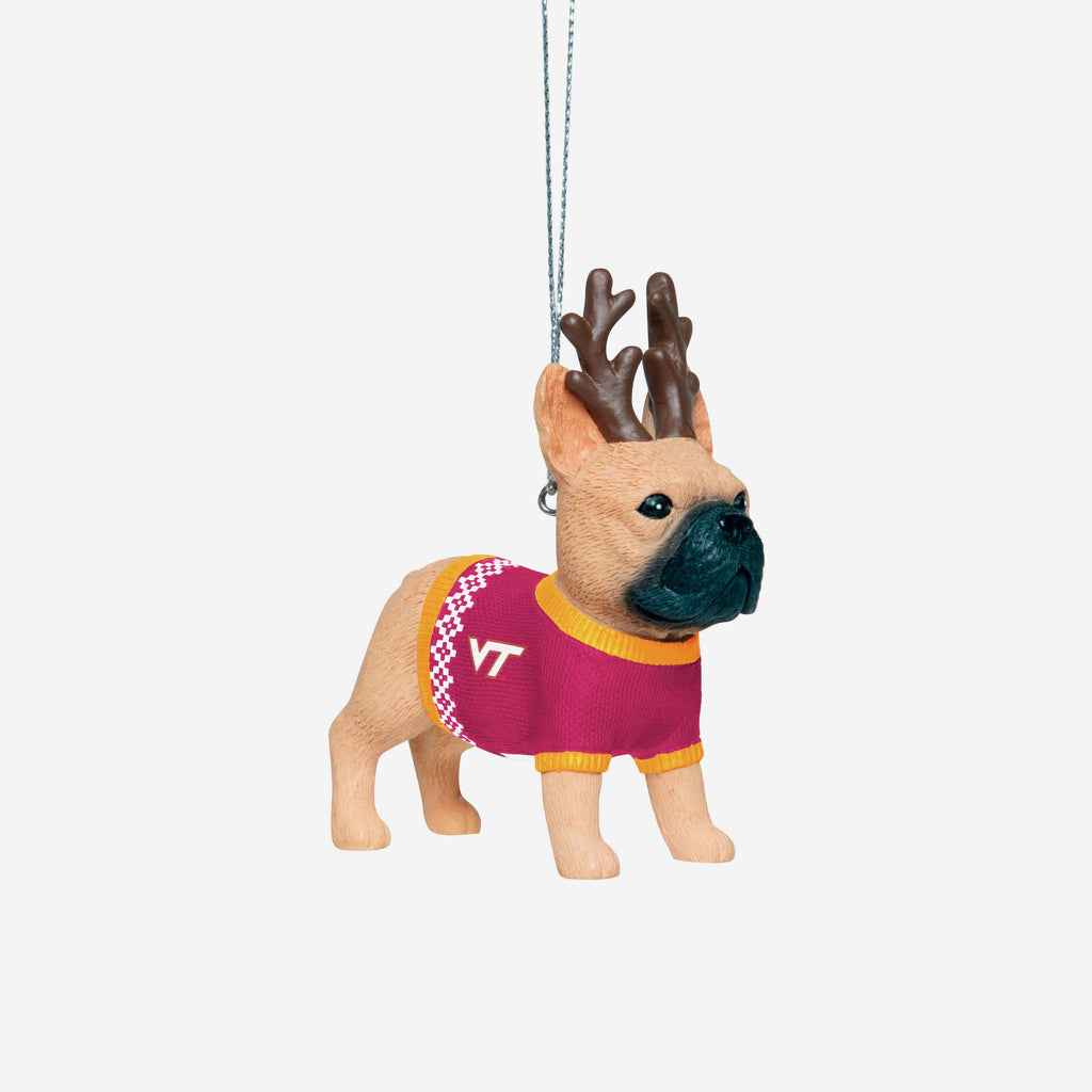 Virginia Tech Hokies French Bulldog Wearing Sweater Ornament FOCO - FOCO.com