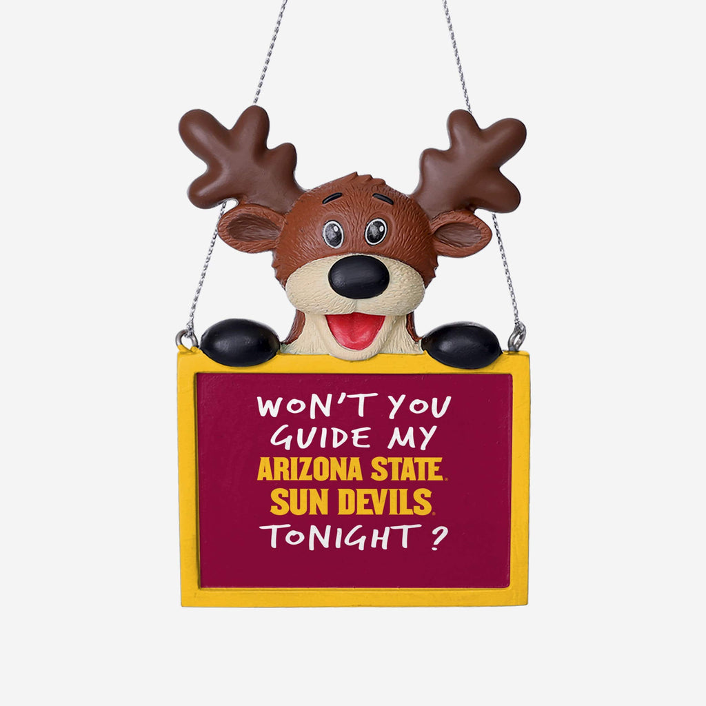 Arizona State Sun Devils Reindeer With Sign Ornament FOCO - FOCO.com