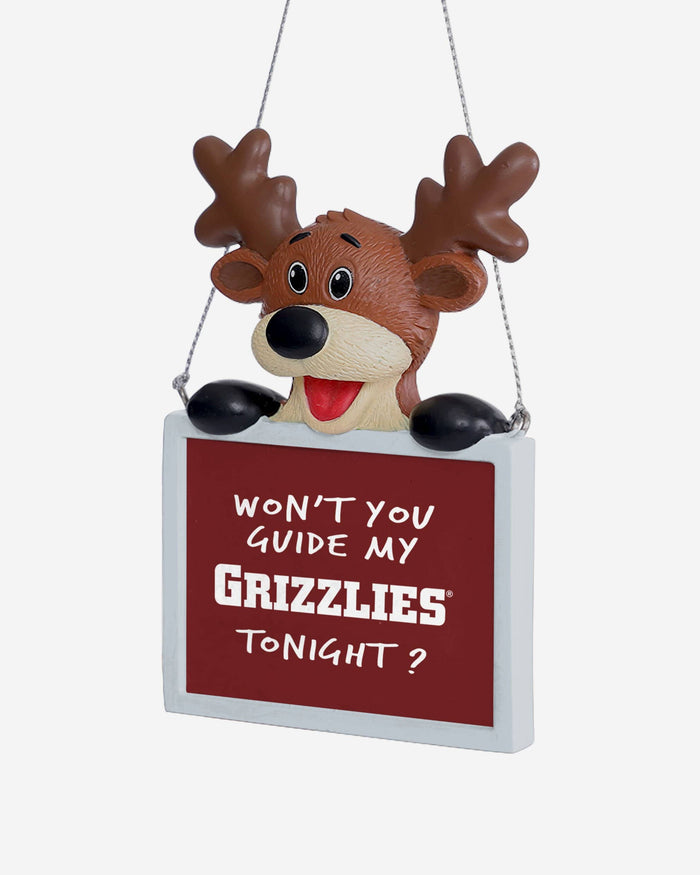 Montana Grizzlies Reindeer With Sign Ornament FOCO - FOCO.com