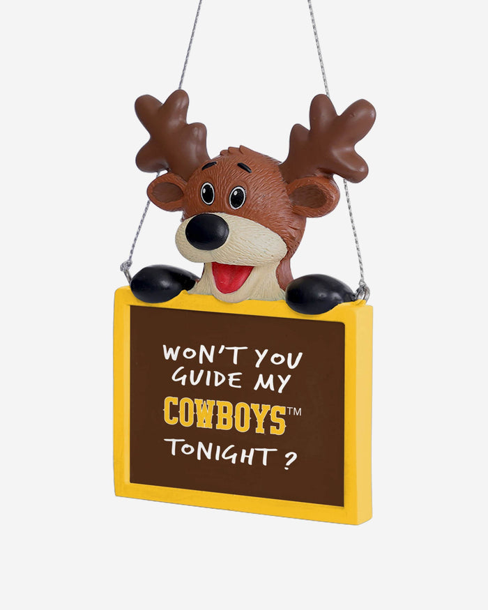 Wyoming Cowboys Reindeer With Sign Ornament FOCO - FOCO.com