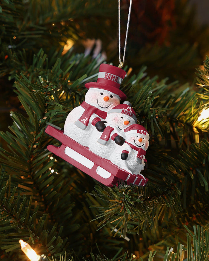 Alabama Crimson Tide Sledding Snowmen Ornament FOCO - FOCO.com