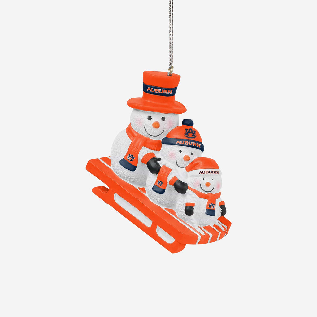 Auburn Tigers Sledding Snowmen Ornament FOCO - FOCO.com