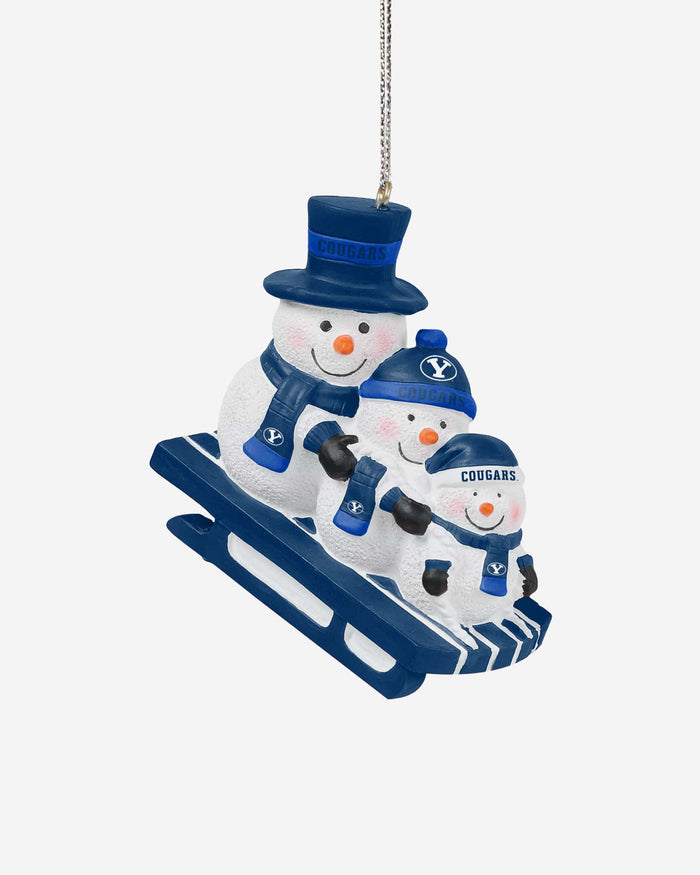 BYU Cougars Sledding Snowmen Ornament FOCO - FOCO.com