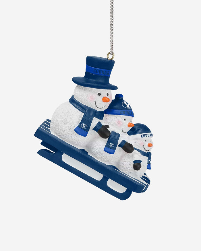 BYU Cougars Sledding Snowmen Ornament FOCO - FOCO.com