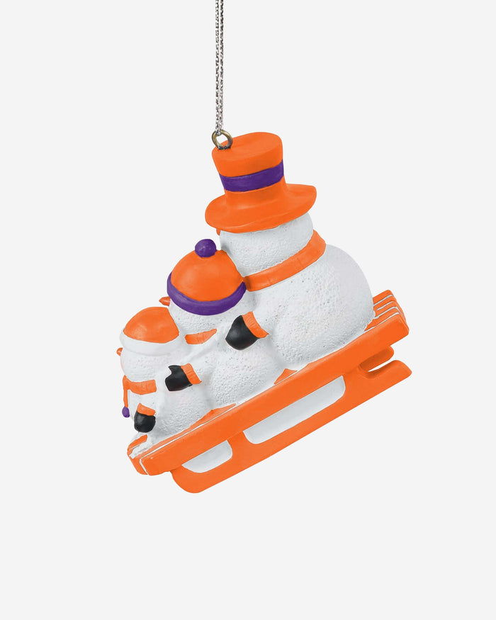 Clemson Tigers Sledding Snowmen Ornament FOCO - FOCO.com