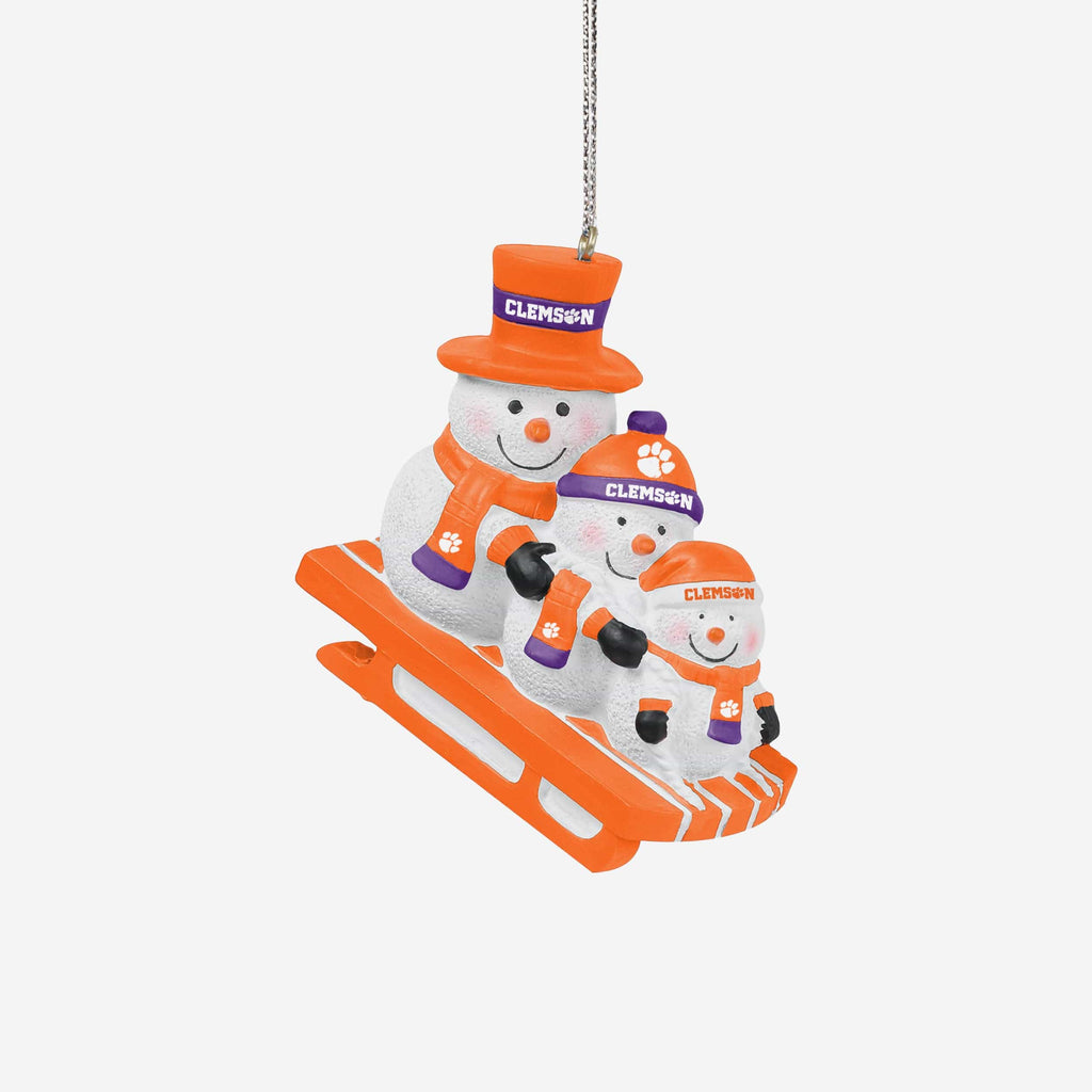 Clemson Tigers Sledding Snowmen Ornament FOCO - FOCO.com