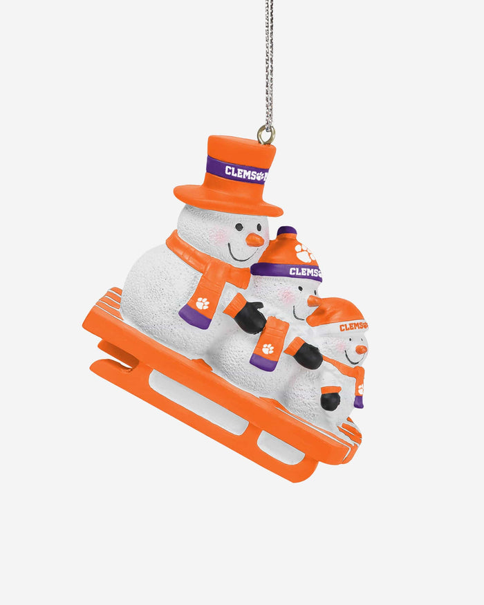 Clemson Tigers Sledding Snowmen Ornament FOCO - FOCO.com