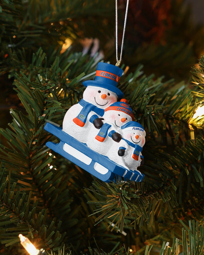 Florida Gators Sledding Snowmen Ornament FOCO - FOCO.com