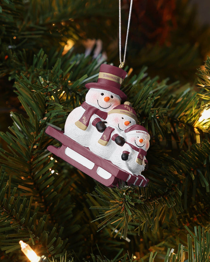 Florida State Seminoles Sledding Snowmen Ornament FOCO - FOCO.com