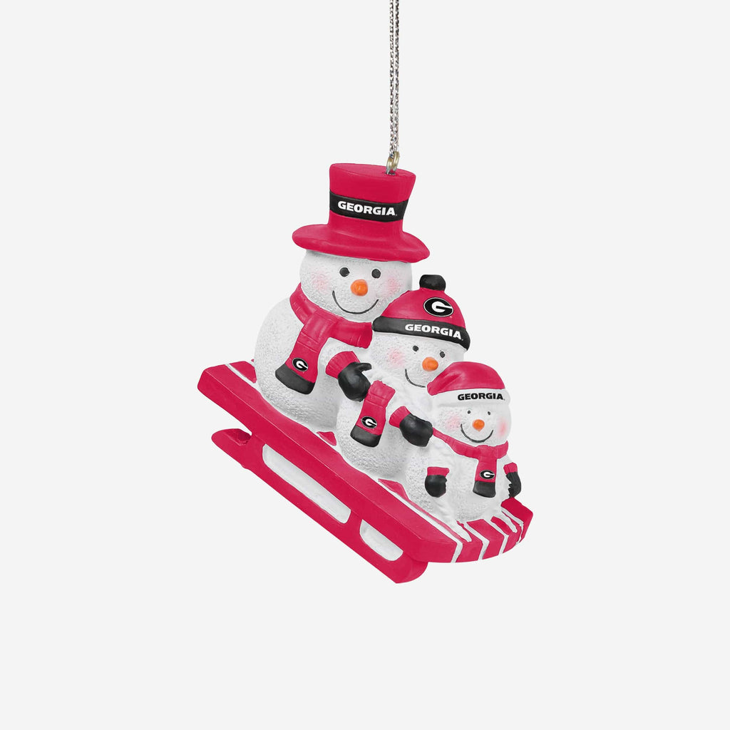 Georgia Bulldogs Sledding Snowmen Ornament FOCO - FOCO.com