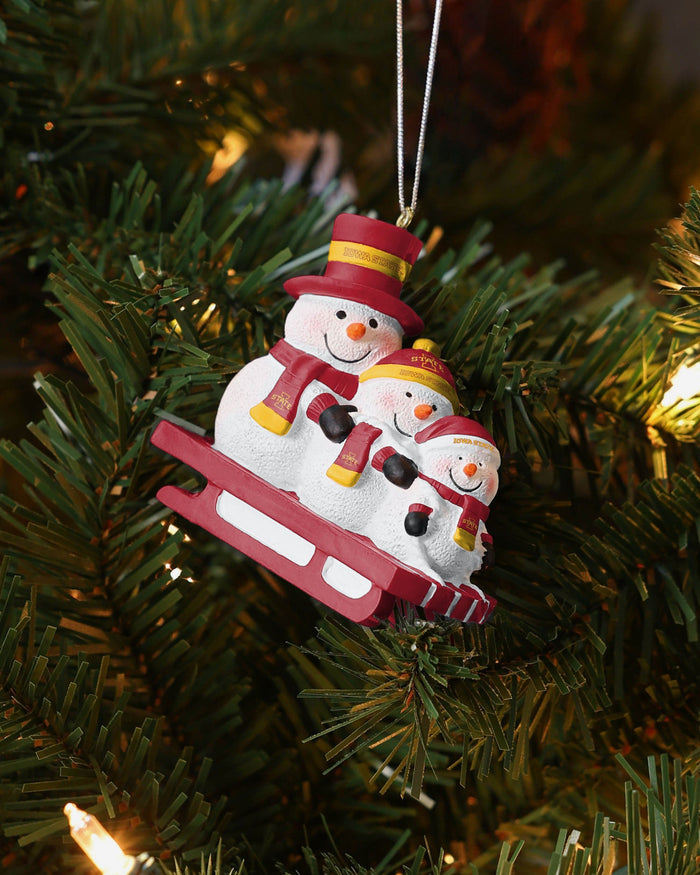 Iowa State Cyclones Sledding Snowmen Ornament FOCO - FOCO.com