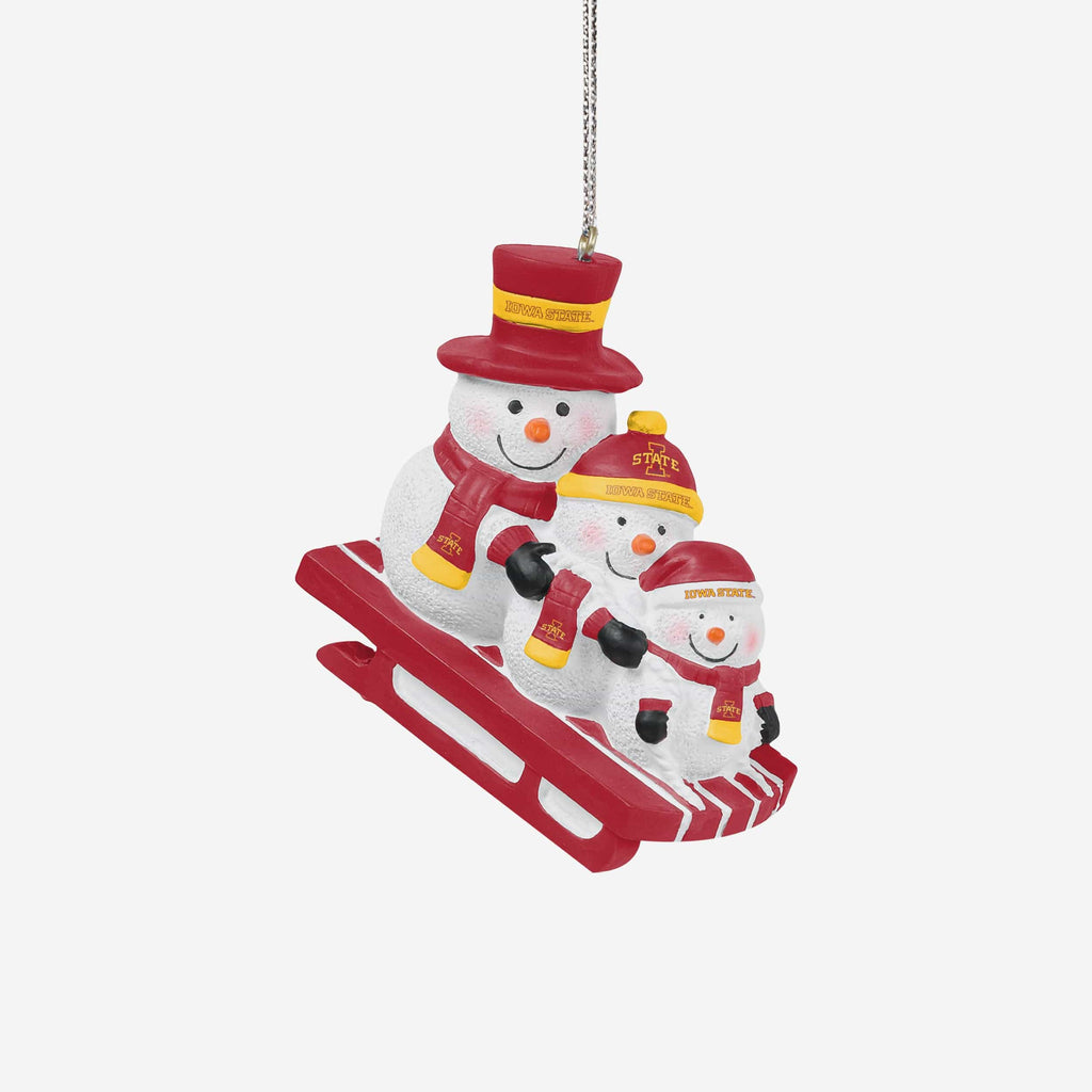 Iowa State Cyclones Sledding Snowmen Ornament FOCO - FOCO.com