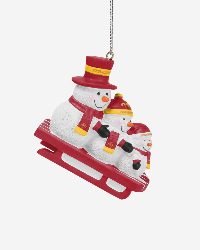 Iowa State Cyclones Sledding Snowmen Ornament FOCO - FOCO.com