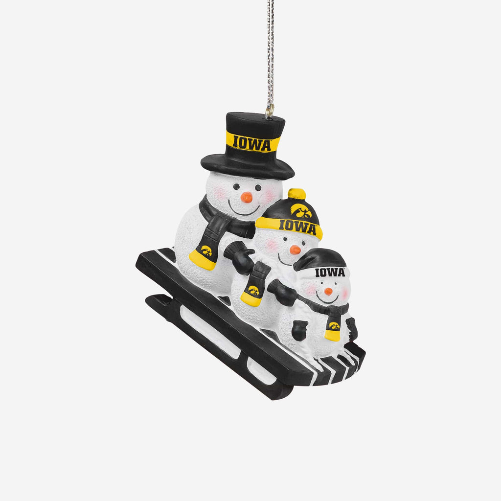 Iowa Hawkeyes Sledding Snowmen Ornament FOCO - FOCO.com