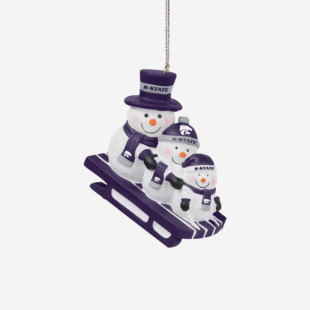 Kansas State Wildcats Sledding Snowmen Ornament FOCO - FOCO.com