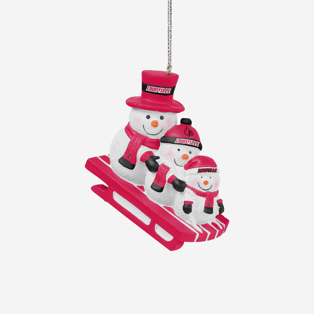 Louisville Cardinals Sledding Snowmen Ornament FOCO - FOCO.com