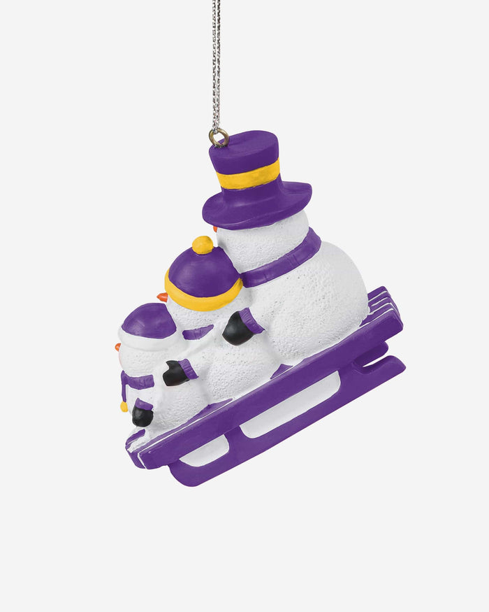 LSU Tigers Sledding Snowmen Ornament FOCO - FOCO.com