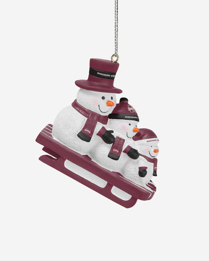 Mississippi State Bulldogs Sledding Snowmen Ornament FOCO - FOCO.com