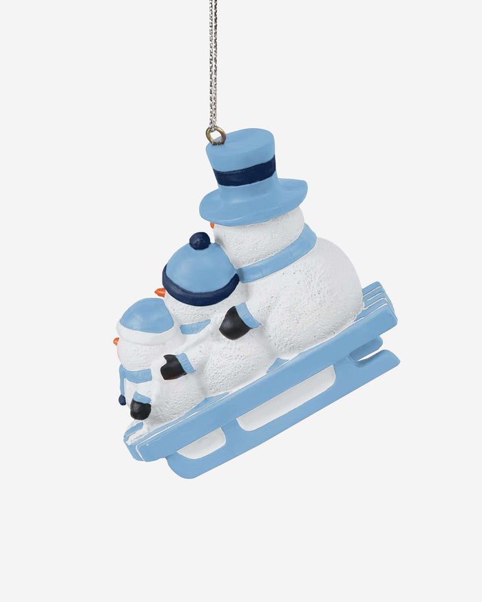 North Carolina Tar Heels Sledding Snowmen Ornament FOCO - FOCO.com