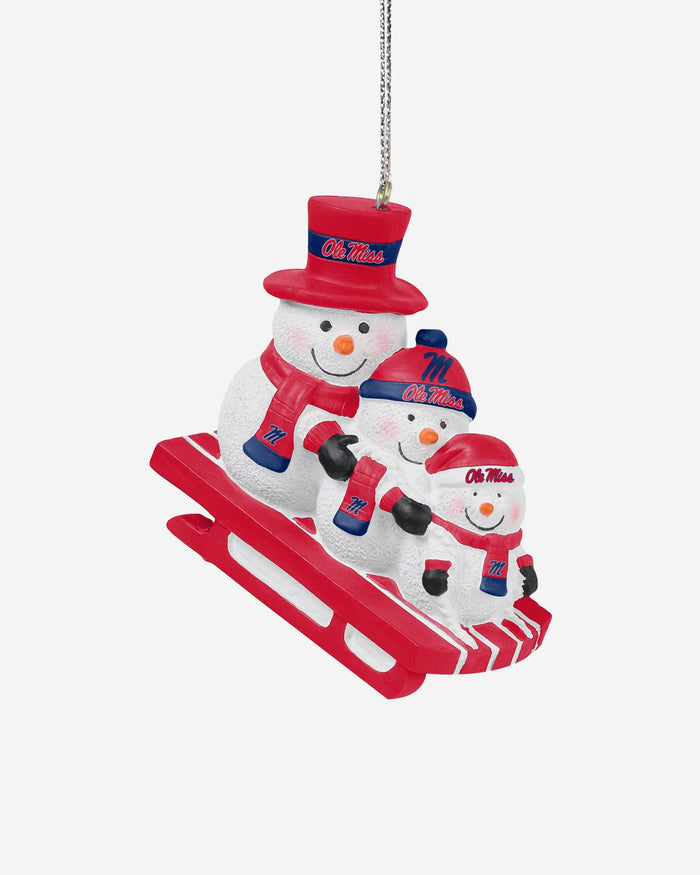 Ole Miss Rebels Sledding Snowmen Ornament FOCO - FOCO.com