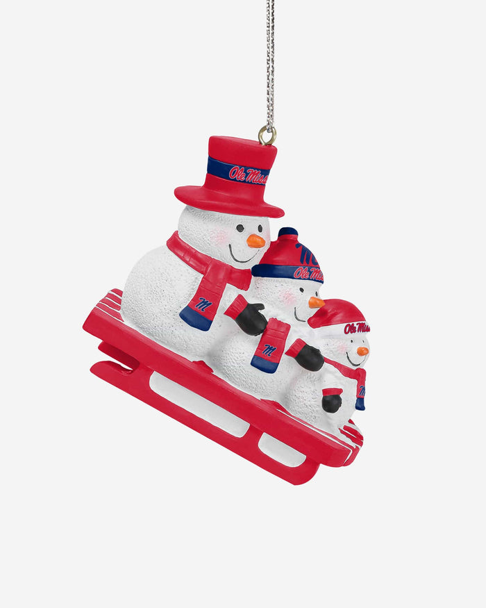 Ole Miss Rebels Sledding Snowmen Ornament FOCO - FOCO.com