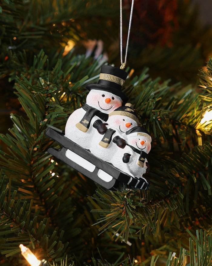 Purdue Boilermakers Sledding Snowmen Ornament FOCO - FOCO.com