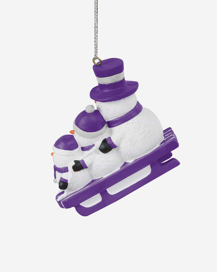 TCU Horned Frogs Sledding Snowmen Ornament FOCO - FOCO.com