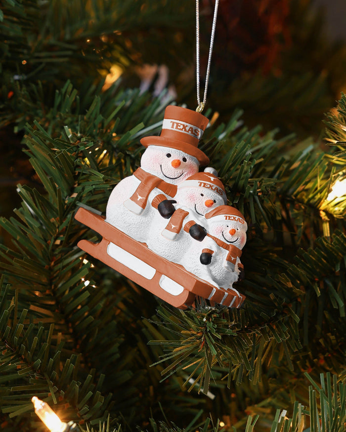 Texas Longhorns Sledding Snowmen Ornament FOCO - FOCO.com