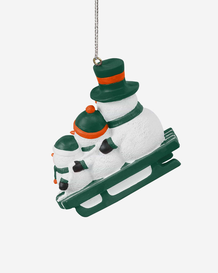 Miami Hurricanes Sledding Snowmen Ornament FOCO - FOCO.com