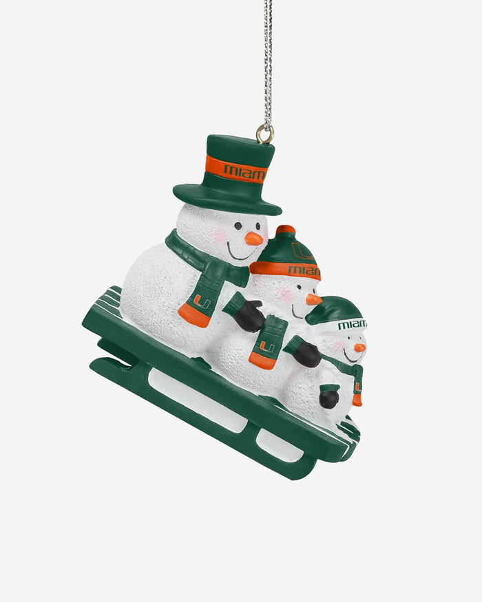 Miami Hurricanes Sledding Snowmen Ornament FOCO - FOCO.com