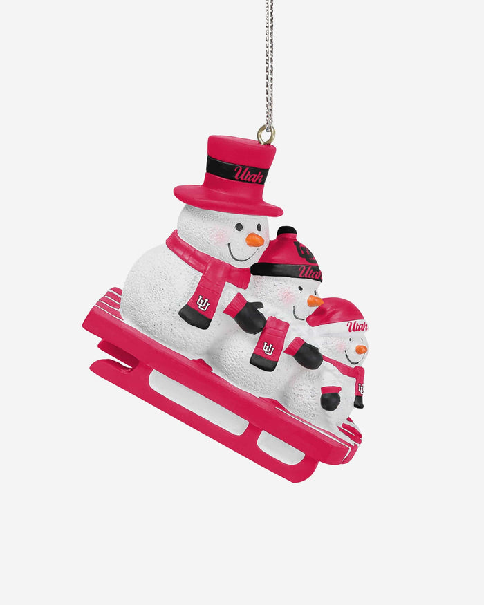 Utah Utes Sledding Snowmen Ornament FOCO - FOCO.com