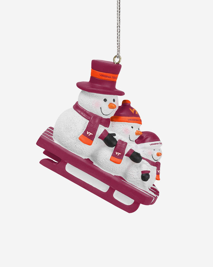 Virginia Tech Hokies Sledding Snowmen Ornament FOCO - FOCO.com