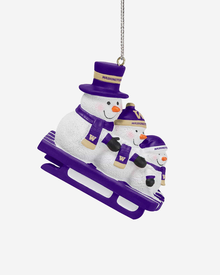 Washington Huskies Sledding Snowmen Ornament FOCO - FOCO.com