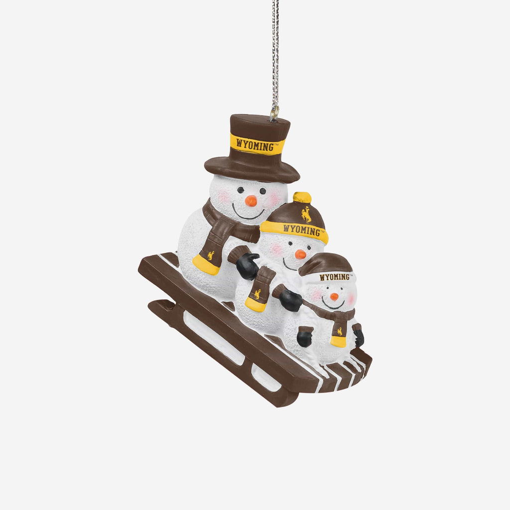 Wyoming Cowboys Sledding Snowmen Ornament FOCO - FOCO.com