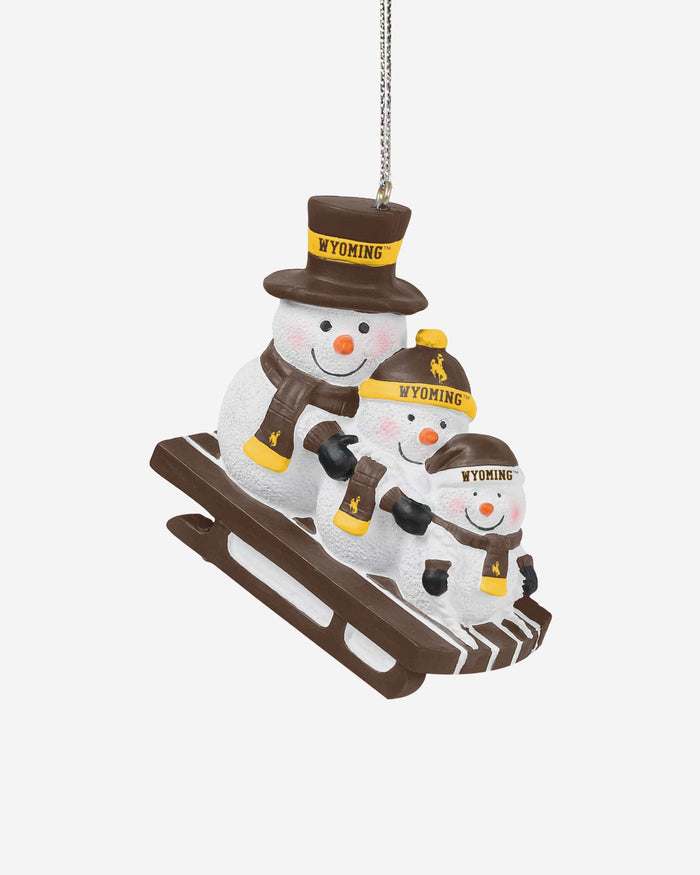 Wyoming Cowboys Sledding Snowmen Ornament FOCO - FOCO.com